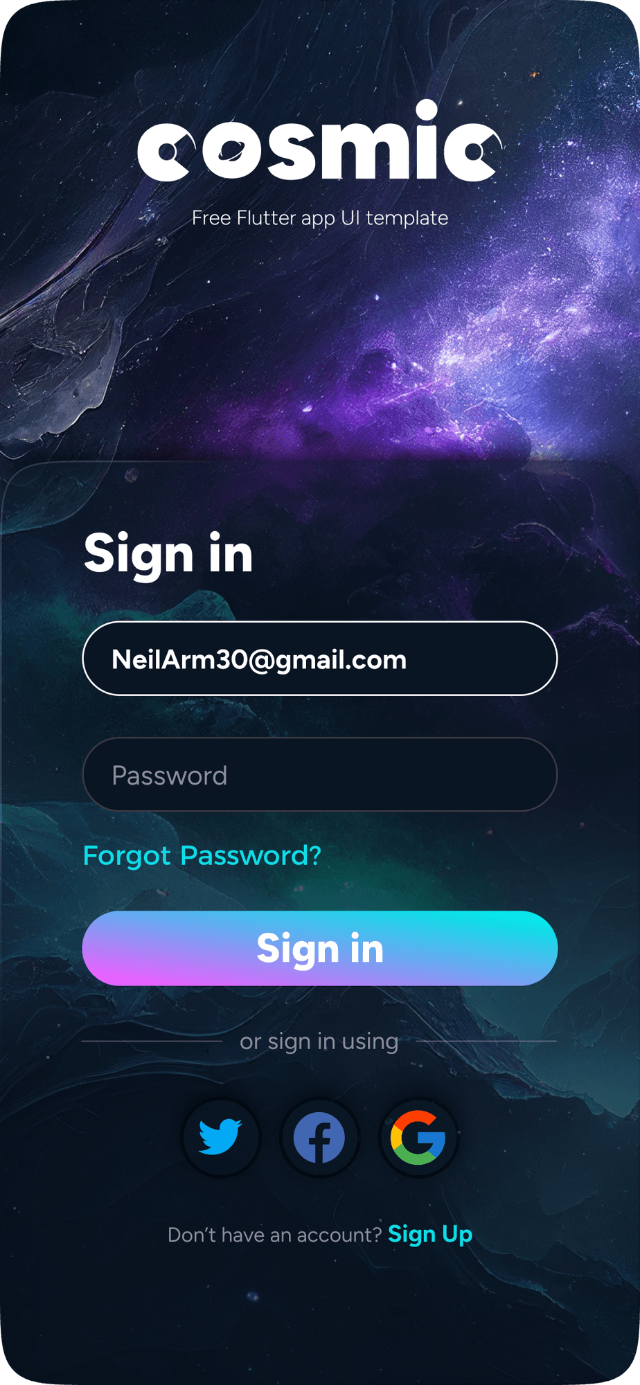 Cosmic - Login Screen