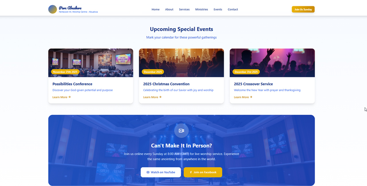 PIWC Abuakwa - Website Section Design